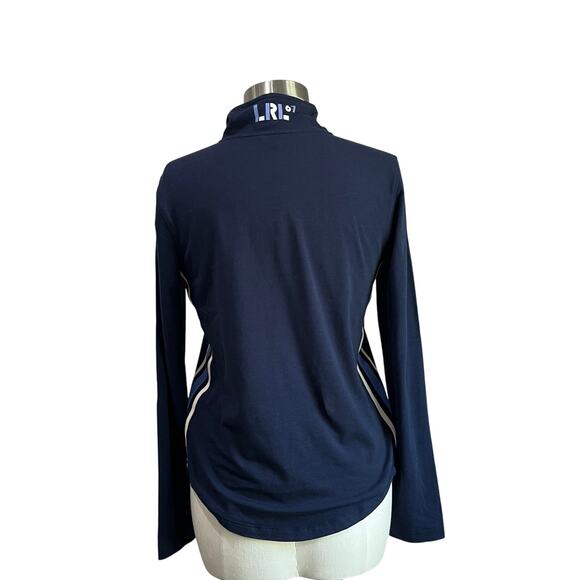 Lauren Ralph Lauren Blue Lightweight Jersey Quarter Zip Pullover Sweater Size S - Picture 2 of 10
